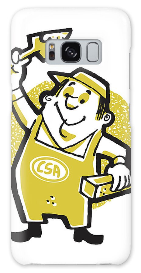 Accessories Galaxy Case featuring the drawing CSA Bricklayer #1 by CSA Images