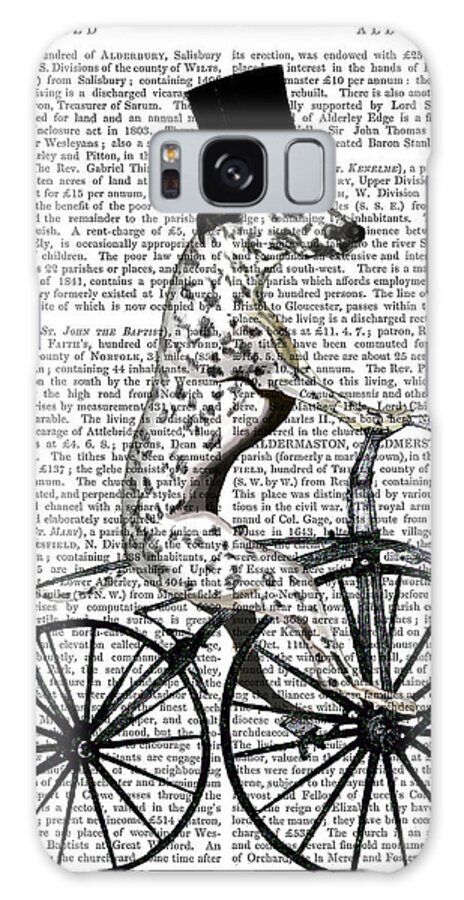 Steampunk Galaxy Case featuring the painting Dalmatian On Bicycle #1 by Fab Funky
