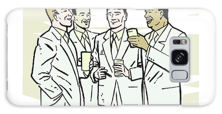 Adult Galaxy Case featuring the drawing Four Men of Different Ethnicities in White Suits Drinking Beverages #1 by CSA Images