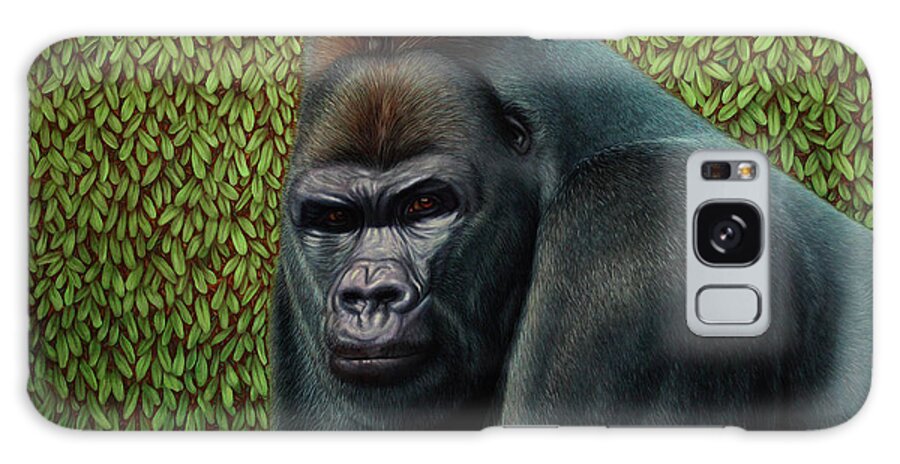Gorilla Galaxy Case featuring the mixed media Gorilla With A Hedge #1 by James W. Johnson