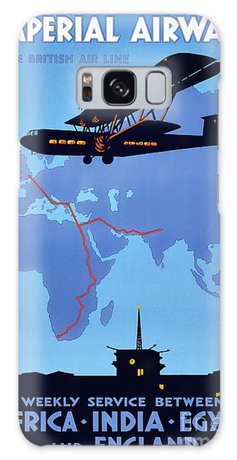 Vintage Galaxy Case featuring the drawing Imperial Airways Vintage Advertising Poster Restored #1 by Vintage Treasure