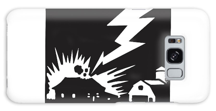 Archive Galaxy Case featuring the drawing Lightning Striking House on Farm #1 by CSA Images