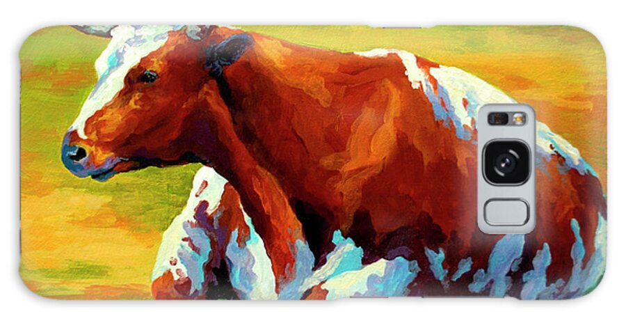 Longhorn Cow Galaxy Case featuring the painting Longhorn Cow #1 by Marion Rose