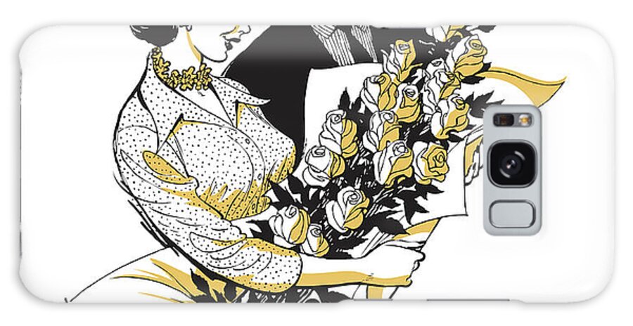Admire Galaxy Case featuring the drawing Man Giving Woman Flowers #1 by CSA Images