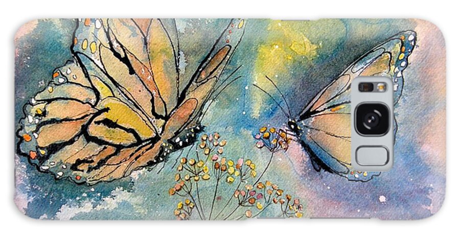 Monarchs Galaxy Case featuring the painting Monarch Butterflies #1 by Midge Pippel