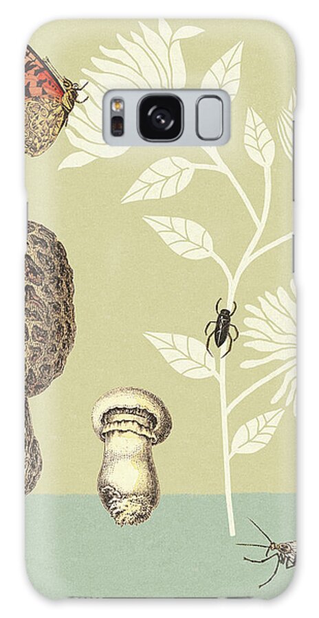 Animal Galaxy Case featuring the drawing Mushrooms, Insects and Flowers #1 by CSA Images