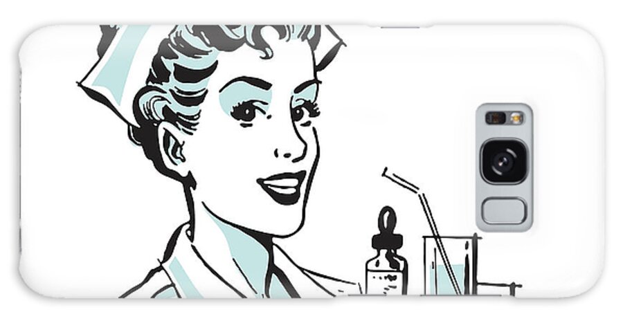 Accessories Galaxy Case featuring the drawing Nurse with Tray of Medicine #1 by CSA Images