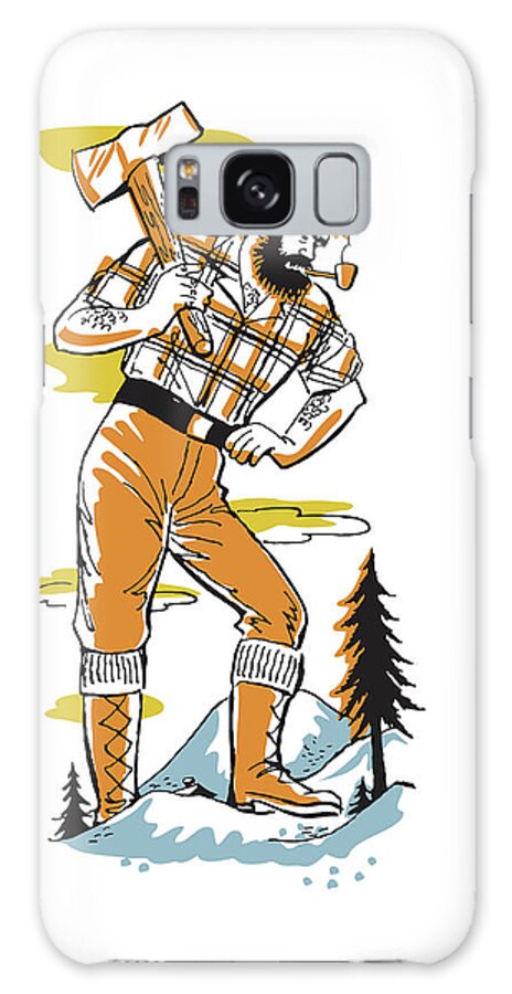 Ax Galaxy Case featuring the drawing Paul Bunyan in the Forest with an Axe #1 by CSA Images