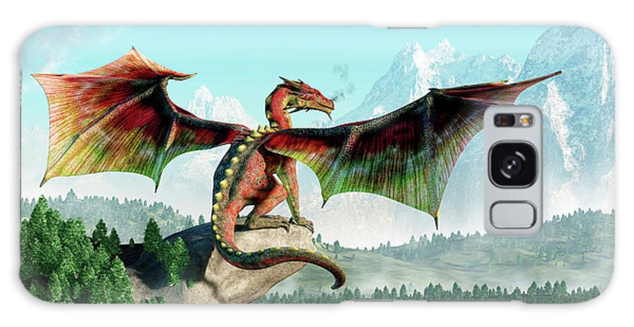 Perched Dragon Galaxy Case featuring the painting Perched Dragon #1 by Daniel Eskridge