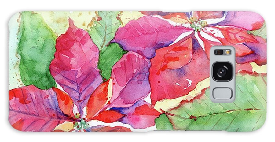 Poinsettia Galaxy Case featuring the painting Poinsettia #1 by Rebecca Matthews