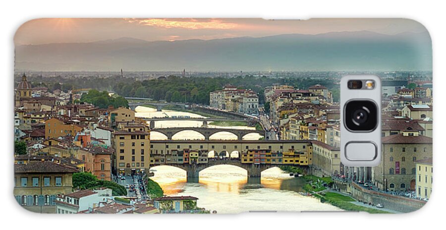 Afternoon Galaxy Case featuring the photograph Ponte Vecchio, Arno River And Buildings In Old Town, Florence (firenze), Tuscany, Italy #1 by Cavan Images