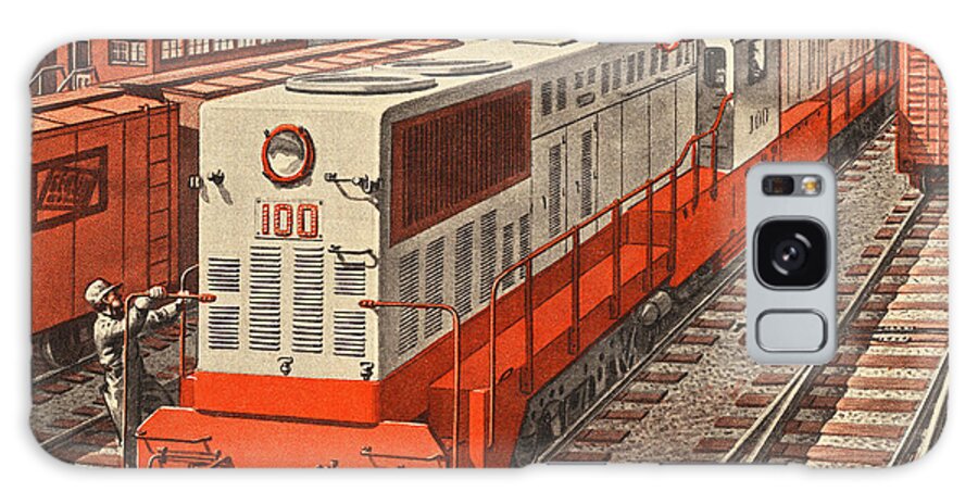 Boxcar Galaxy Case featuring the drawing Railroad Yard #1 by CSA Images