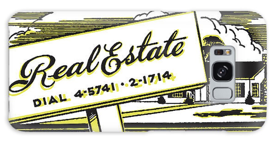Ad Galaxy Case featuring the drawing Real Estate Sign in Front of a Home #1 by CSA Images
