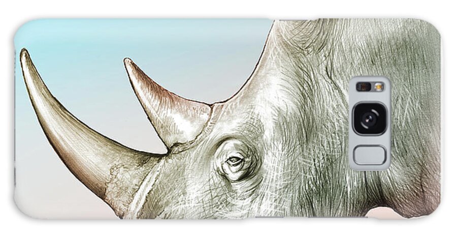 Rhinoceros Galaxy Case featuring the drawing Rhino #1 by Greg Joens