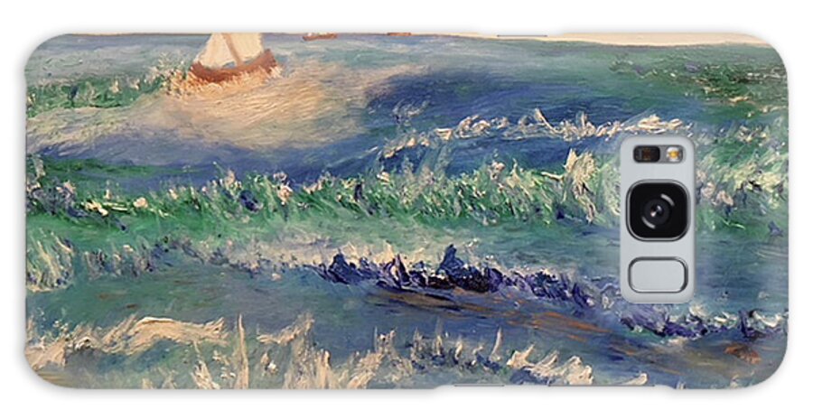 Rough Waters Galaxy Case featuring the painting Rough Sailing on the Gulf of Mexico by Susan Grunin
