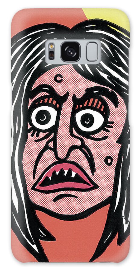 Afraid Galaxy Case featuring the drawing Scary Face #1 by CSA Images