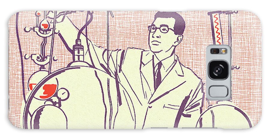 Adult Galaxy Case featuring the drawing Scientist in a Chemistry Lab #1 by CSA Images