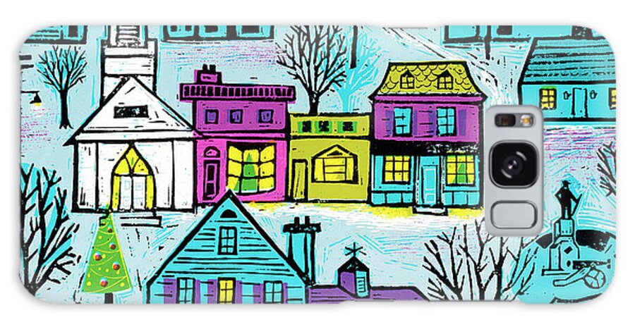 Architecture Galaxy Case featuring the drawing Small Town Winter Scene #1 by CSA Images