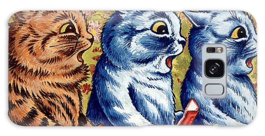 Cats Galaxy Case featuring the painting Three cats Singing #1 by Louis Wain