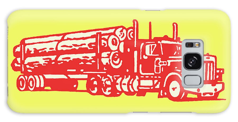 Automotive Galaxy Case featuring the drawing Truck Hauling Logs #1 by CSA Images