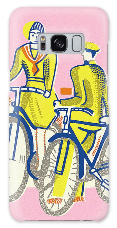 Activity Galaxy Case featuring the drawing Two Bicyclists #1 by CSA Images