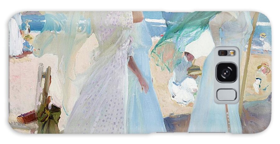 Seascape Galaxy Case featuring the painting Under The Awning, Zarauz by Joaquin Sorolla