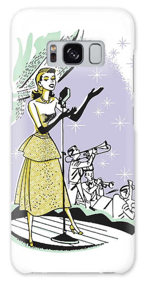 Adult Galaxy Case featuring the drawing Woman Singing on Stage with Band Accompaniment #1 by CSA Images