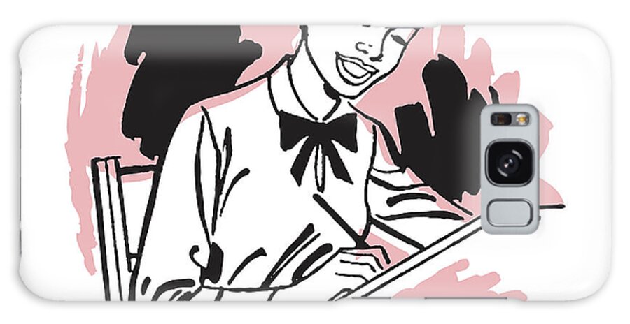 Adult Galaxy Case featuring the drawing Woman Working at Drafting Table #1 by CSA Images