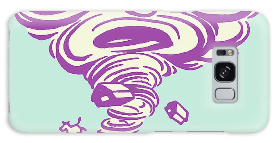 Afraid Galaxy Case featuring the drawing Worried-Looking Tornado Tearing up Farm #1 by CSA Images