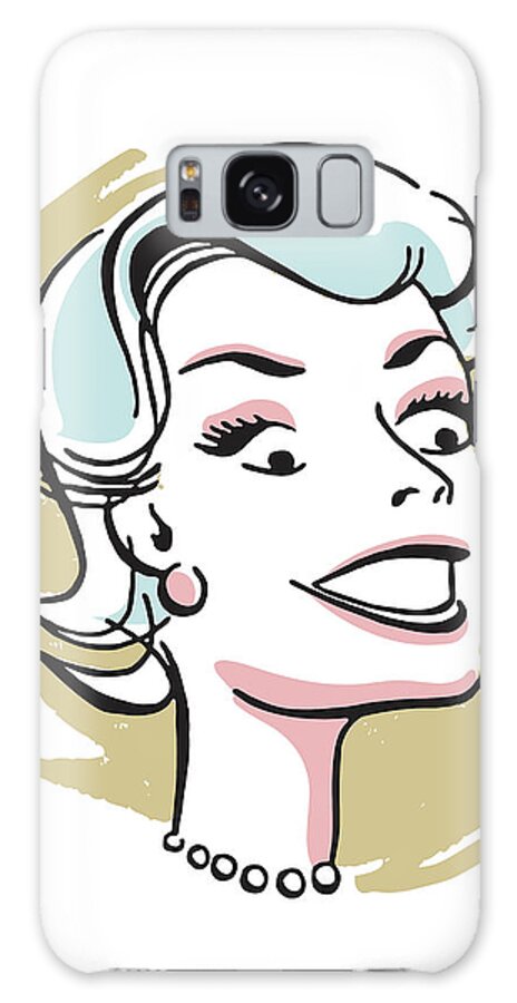Accessories Galaxy Case featuring the drawing Smiling Woman #105 by CSA Images