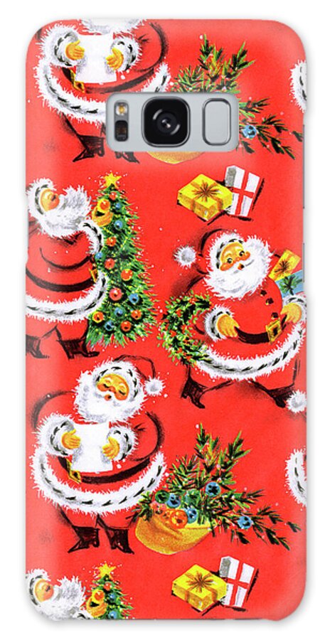 Background Galaxy Case featuring the drawing Santa Claus Pattern #11 by CSA Images
