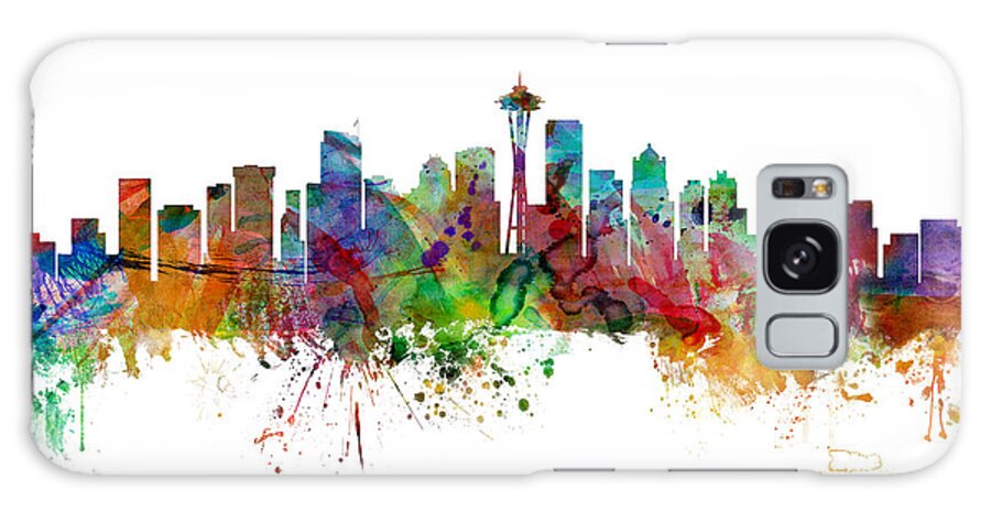 Seattle Galaxy Case featuring the digital art Seattle Washington Skyline #19 by Michael Tompsett