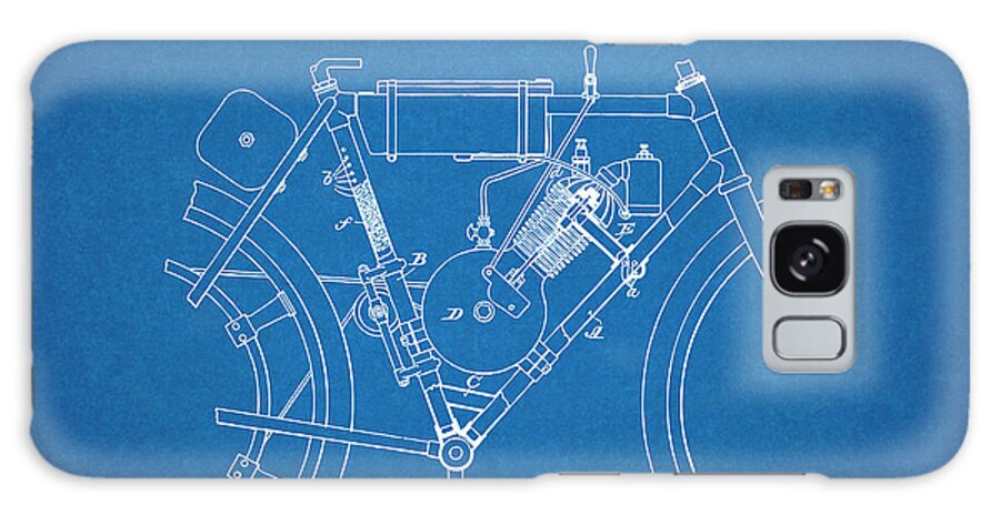1902 Merkel Motorcycle Patent Print Galaxy Case featuring the drawing 1902 Merkel Motorcycle Blueprint Patent Print by Greg Edwards