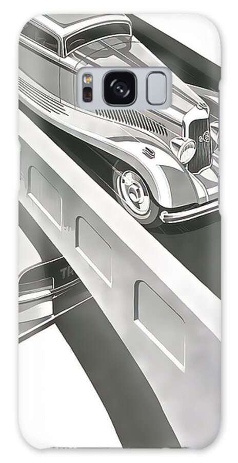 Vintage Galaxy Case featuring the mixed media 1931 Panhard On Bridge Original French Art Deco Illustration by Retrographs