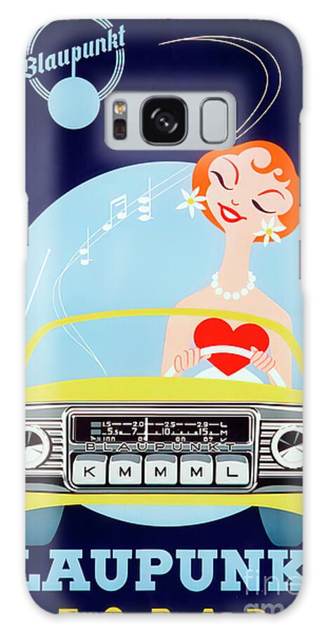 Vintage Galaxy Case featuring the mixed media 1950s Blaupunkt Autoradio Advertisement With Woman by Retrographs