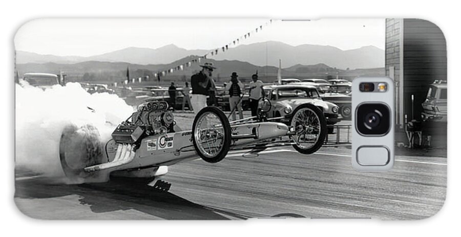Vintage Galaxy Case featuring the photograph 1960s Dragster Leaving The Line At California Drag Strip by Retrographs
