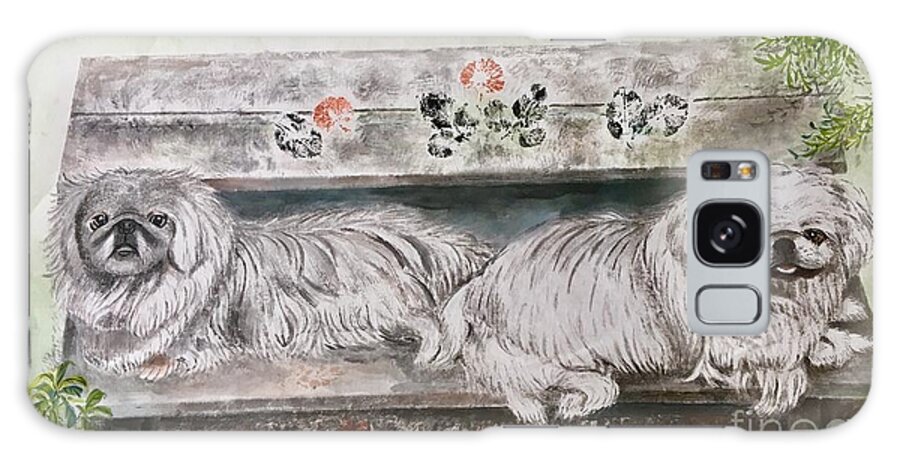 Pekes Dog Galaxy Case featuring the painting Two Pekes Dogs by Carmen Lam