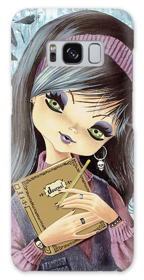 Bashful Galaxy Case featuring the drawing Big-eyed girl goes goth #2 by CSA Images