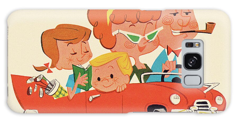 Accessories Galaxy Case featuring the drawing Family Riding in a Car #2 by CSA Images