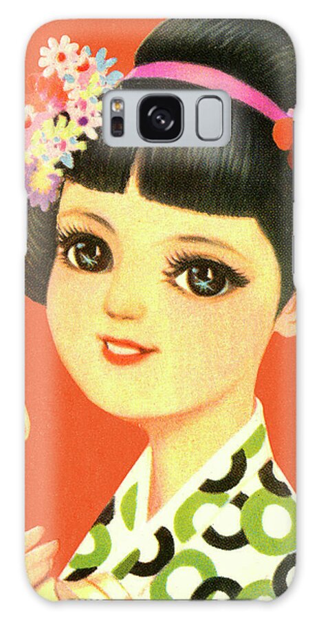 Asia Galaxy Case featuring the drawing Girl Talking on Telephone #2 by CSA Images