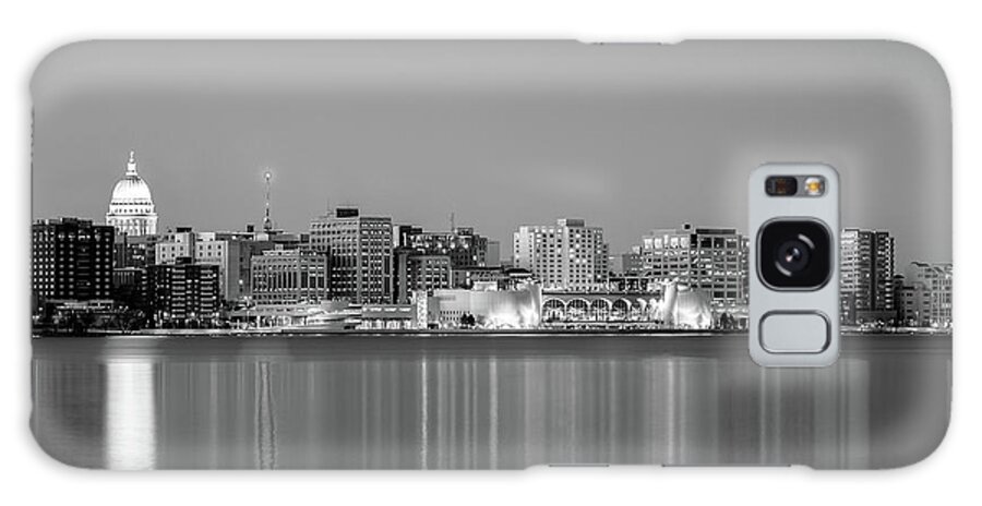 Madison Galaxy Case featuring the photograph Madison Skyline in Black and White by Todd Klassy