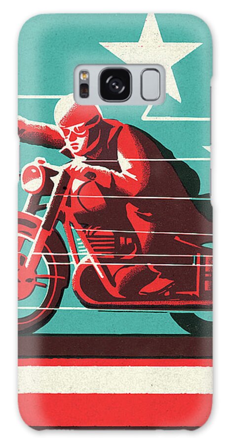 Adult Galaxy Case featuring the drawing Racing Motorcycle #2 by CSA Images