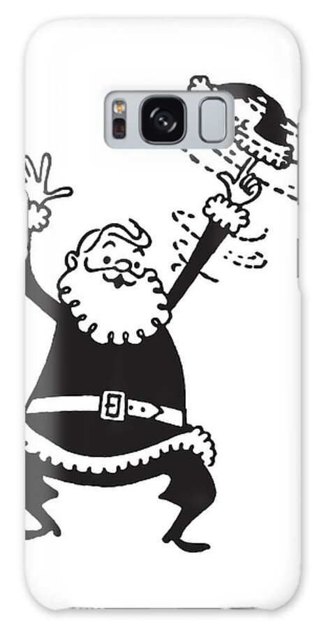 Accessories Galaxy Case featuring the drawing Santa Dancing #2 by CSA Images