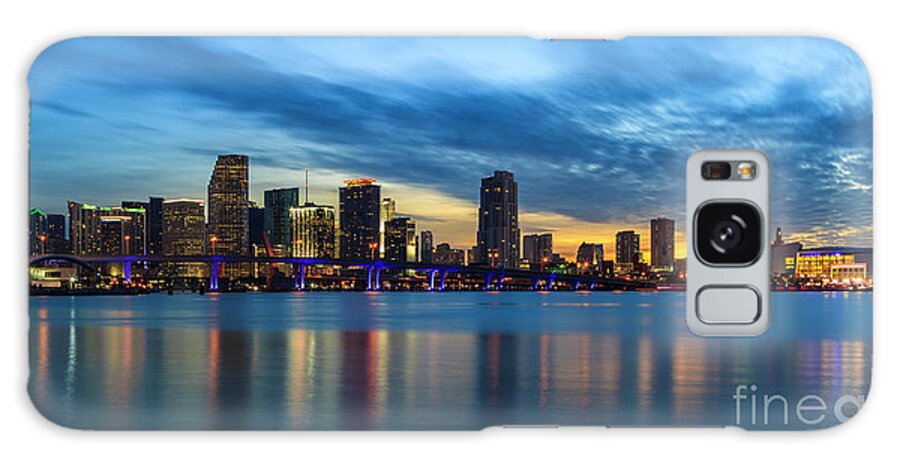 Biscayne Bay Galaxy Case featuring the photograph Miami Sunset Skyline by Raul Rodriguez
