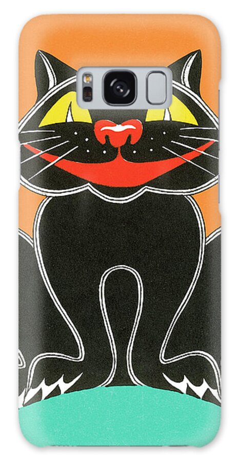 Afraid Galaxy Case featuring the drawing Black cat #25 by CSA Images
