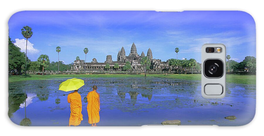 Buddhist Monks Standing In Front Of Angkor Wat Galaxy Case featuring the photograph 252-10076 by Robert Harding Picture Library