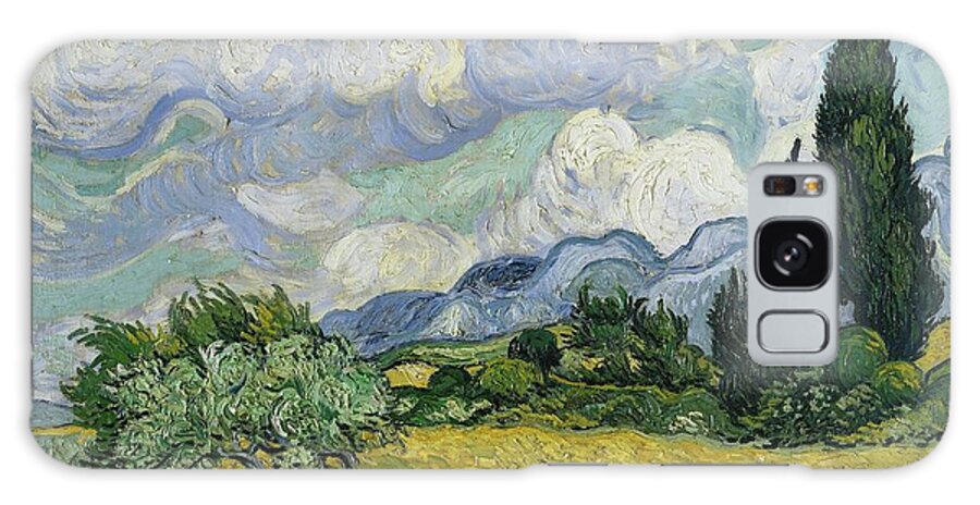 Vincent Van Gogh Galaxy Case featuring the painting Wheat Field With Cypresses by Vincent Van Gogh