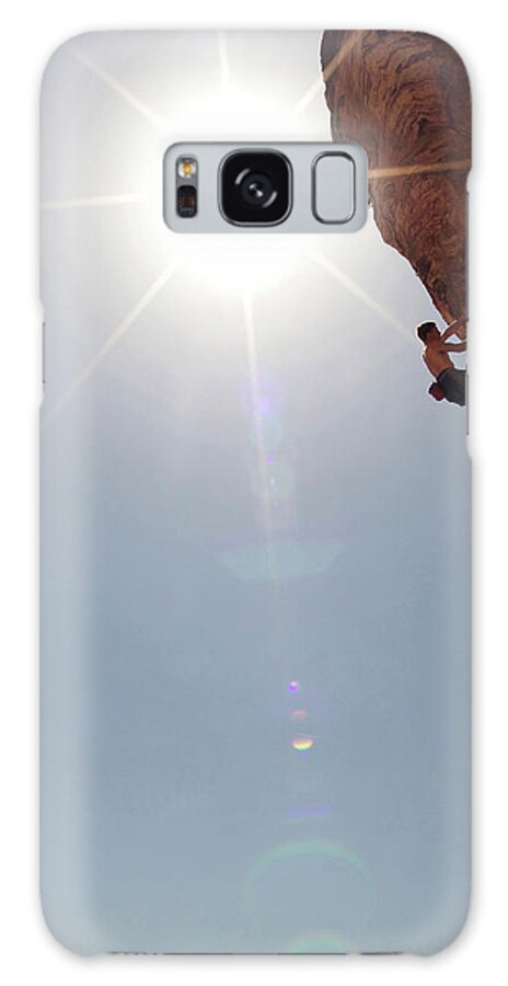 Recreational Pursuit Galaxy Case featuring the photograph A Rock Climber Ascends A Red Rock Face #28 by Jared Mcmillen
