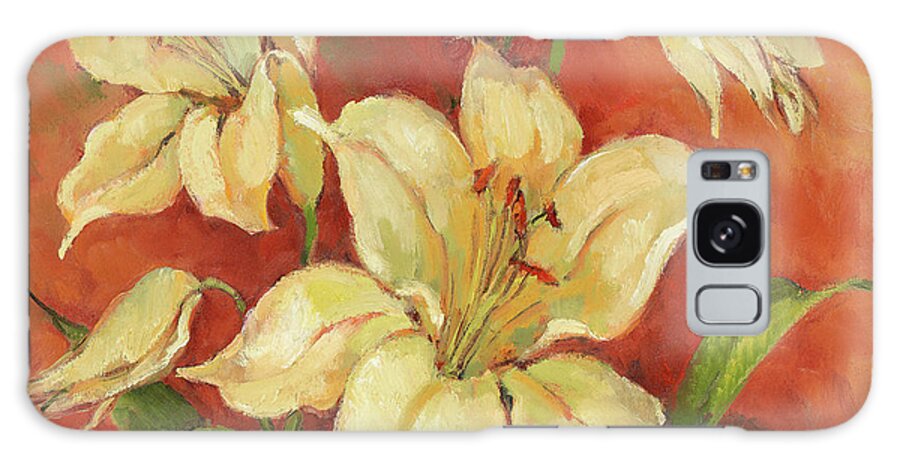 29210 Crimson Lilies I Galaxy Case featuring the painting 29210 Crimson Lilies I by Barbara Mock