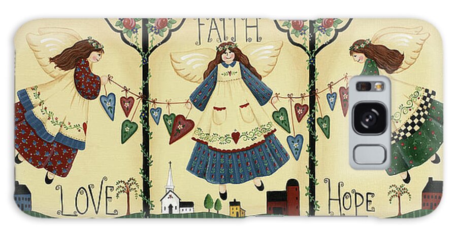 3 Angels Hearts 
Diptych Galaxy Case featuring the painting 3 Angels - Love, Faith, Hope by Debbie Mcmaster